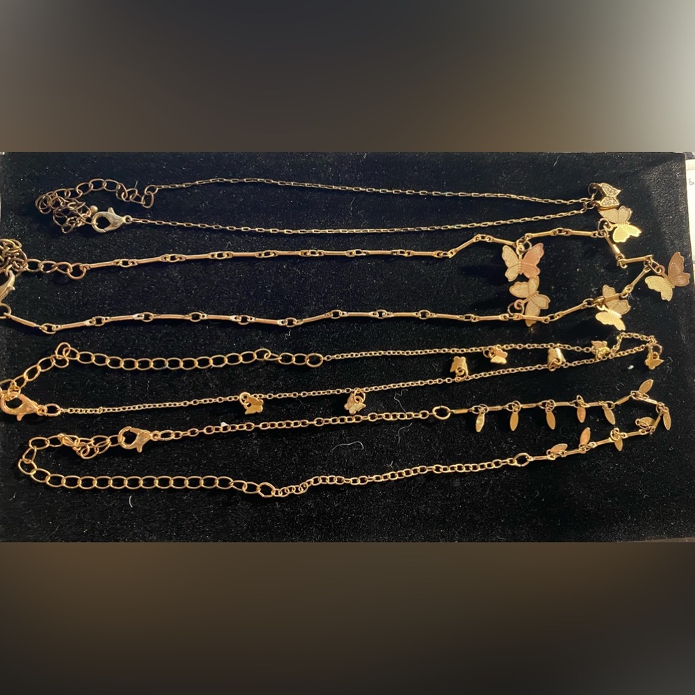 4 piece gold butterfly necklace set